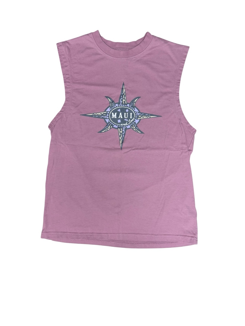Maui and Sons Mauve/Dusty Pink Graphic Muscle Top with Compass Logo
